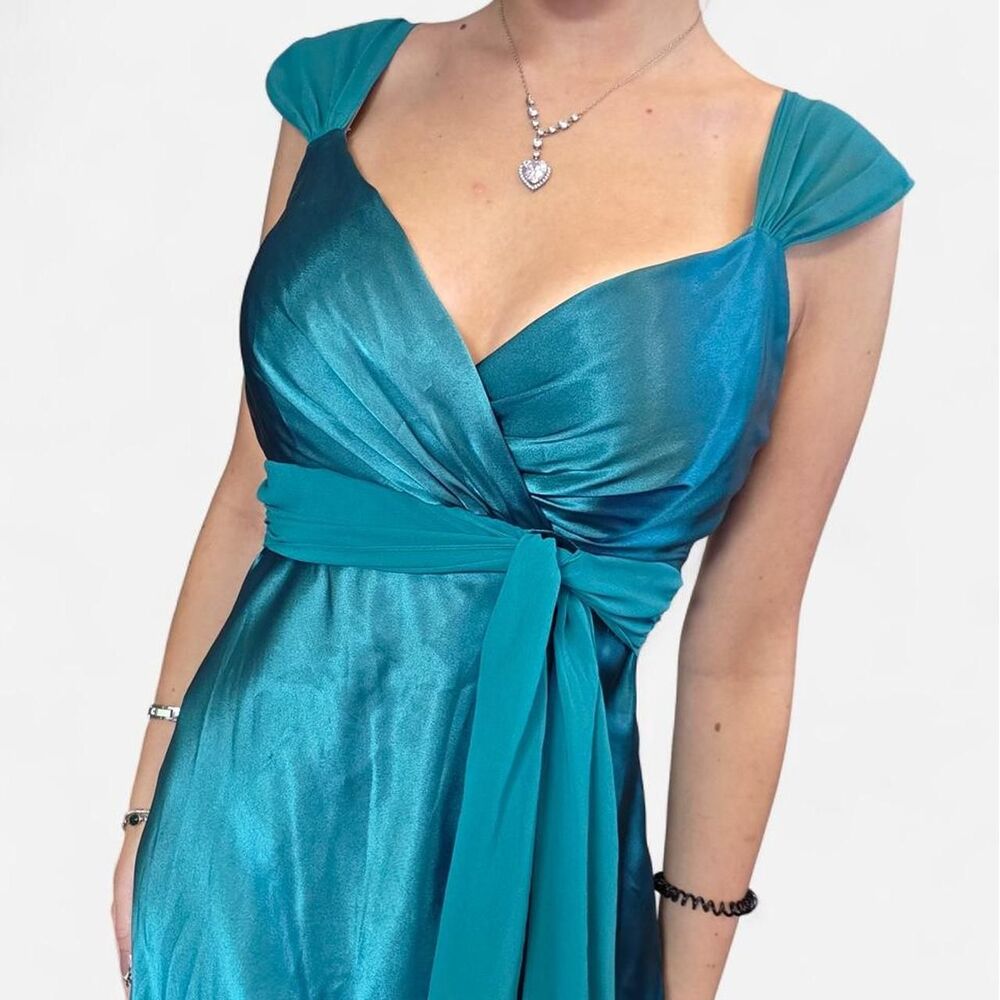 David-s-bridal Women's Blue and Green Dress